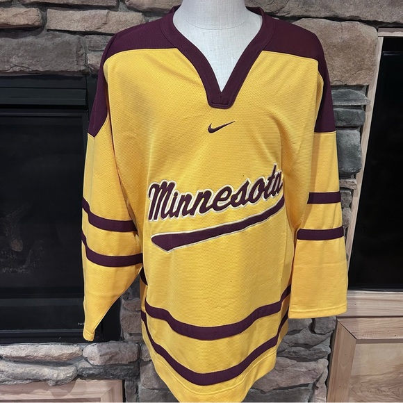 Nike Yellow and‎ Maroon Hockey Jersey Minnesota colors